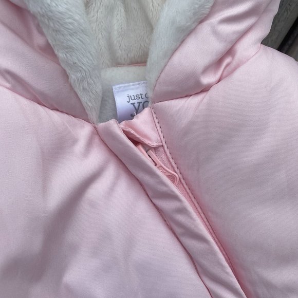 Just One You Baby Bear Quilted Puffer Pink One-Piece Infant Snowsuit-6-9 mos - Picture 4 of 15